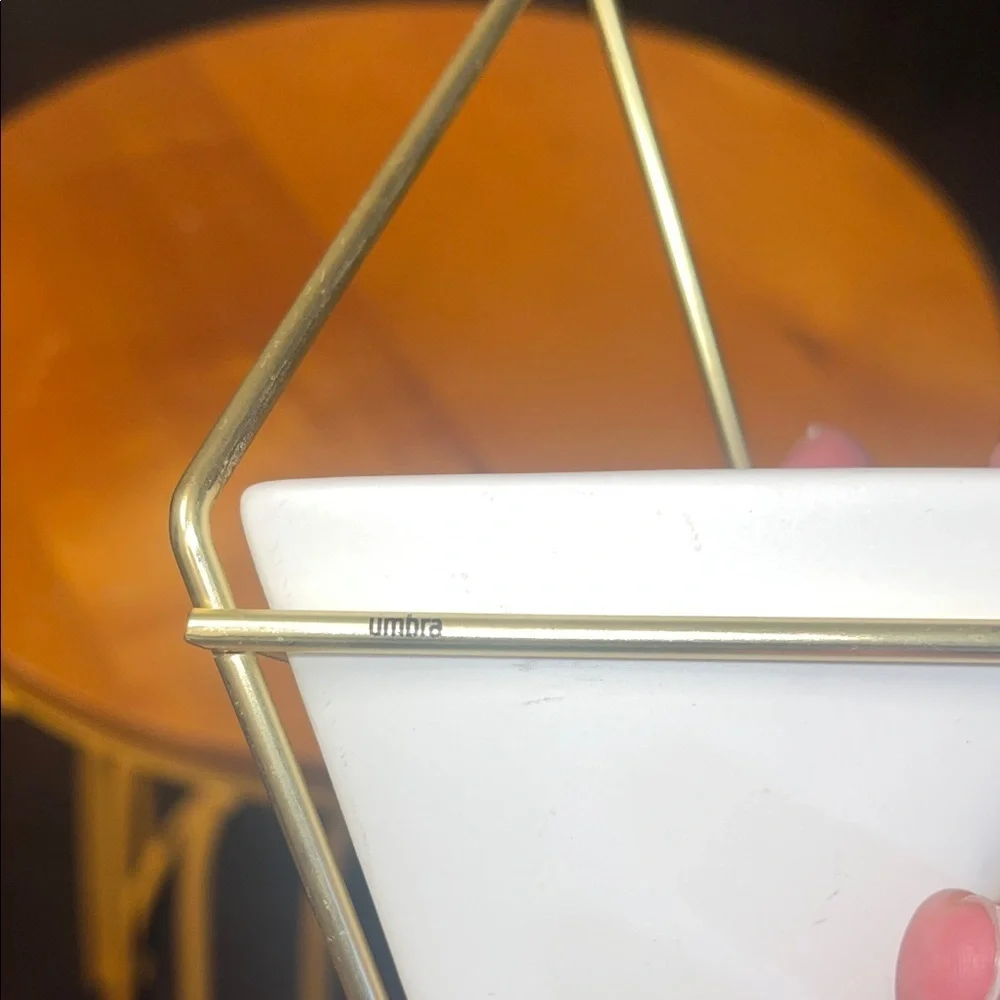 Umbra Gold and White Triangle Wall Planter - Picture 4 of 4